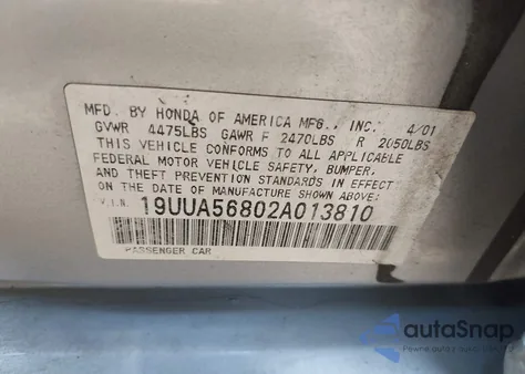 2002 Acura Tl 3.2 Type S z USA, uszkodzony, nr VIN 19UUA56802A013810